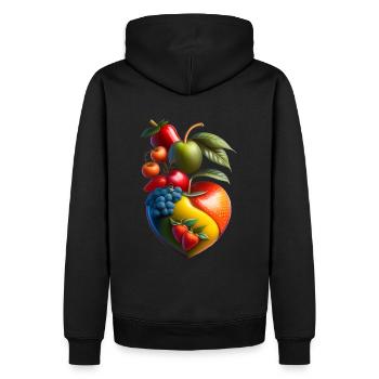 Fruits, Fruits, Vegetables, Heart, Vegan, Vegetarian - Men’s Premium Organic Hoodie - black - Back - Nico (187cm)