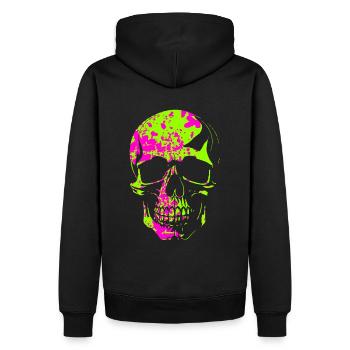 Crâne camouflage fluo - Sweat à capuche Premium bio Homme - noir - Dos - Nico (187cm)