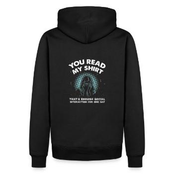 introvert - Men’s Premium Organic Hoodie - black - Back - Nico (187cm)