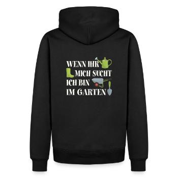 Ich bin im Garten | Gartenarbeit | Gartensaison - Männer Premium Bio Hoodie - Schwarz - Hinten - Nico (187cm)