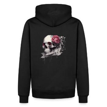 skull with roses full - Men’s Premium Organic Hoodie - black - Back - Nico (187cm)