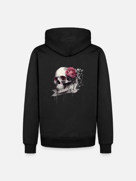 skull with roses full - Men’s Premium Organic Hoodie - black