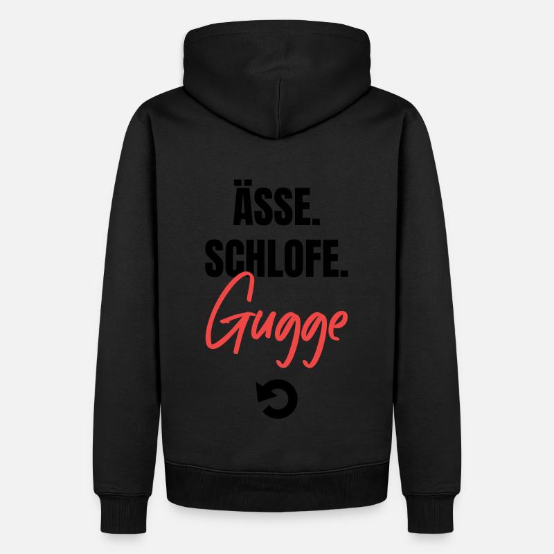 Essen, Schlafen, Gugge, Repeat - Männer Premium Bio Hoodie - Schwarz