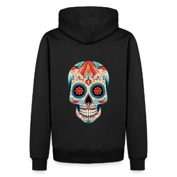 Crâne peint de couleurs vives La Catrina Dia de Muertos - Sweat à capuche Premium bio Homme - noir - Dos - Nico (187cm)