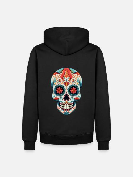 bunt bemalter Schädel la catrina dia de muertos - Männer Premium Bio Hoodie - Schwarz
