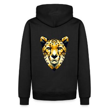 Abstrakter geometrischer Gepard - Farbgestaltung - Männer Premium Bio Hoodie - Schwarz - Hinten - Nico (187cm)