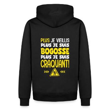 plus je vieillis plus je suis craquant - Sweat à capuche Premium bio Homme - noir - Dos - Nico (187cm)