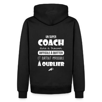 Super coach cadeau coach entrianeur équipe sport - Sweat à capuche Premium bio Homme - noir - Dos - Nico (187cm)