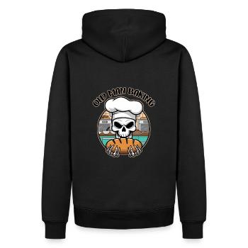 Lustiger Bäcker Skull mit Brot. Alter Mann backt - Männer Premium Bio Hoodie - Schwarz - Hinten - Nico (187cm)