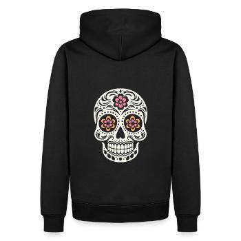 Crâne mexicain - Sweat à capuche Premium bio Homme - noir - Dos - Nico (187cm)