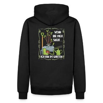 Ich bin im Garten | Gartensaison | mein Garten - Männer Premium Bio Hoodie - Schwarz - Hinten - Nico (187cm)