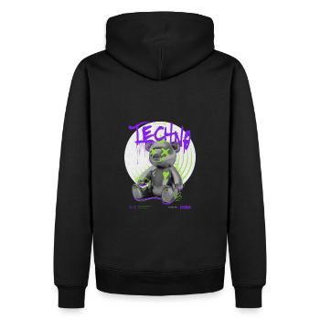 🔊 "Groove with Techno Bear." Shirt 🔊 - Men’s Premium Organic Hoodie - black - Back - Nico (187cm)