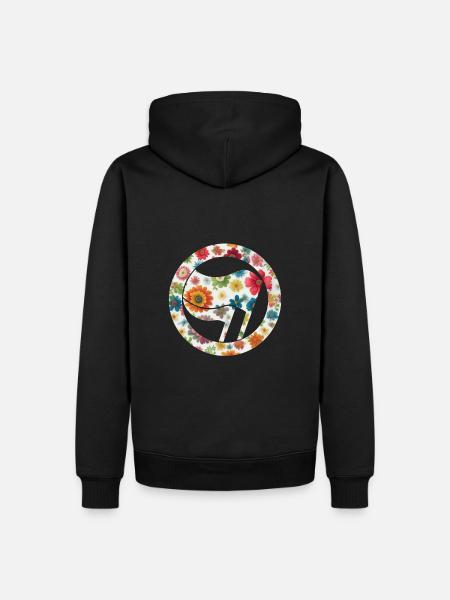 Antifa Blumen Flagge bunt rot - Männer Premium Bio Hoodie - Schwarz