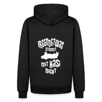Hase lustig Ostern Geschenk Jäger Hasi Osterhase - Männer Premium Bio Hoodie - Schwarz - Hinten - Nico (187cm)