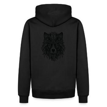 Wolf Kopf - Männer Premium Bio Hoodie - Schwarz - Hinten - Nico (187cm)