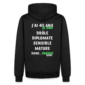 40 ans anniversaire - Sweat à capuche Premium bio Homme - noir - Dos - Nico (187cm)