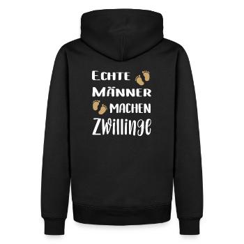 Zwillings Papa | Echte Männer machen Zwillinge - Männer Premium Bio Hoodie - Schwarz - Hinten - Nico (187cm)