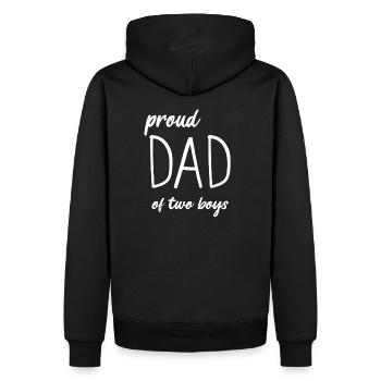 Proud father of two boys - Men’s Premium Organic Hoodie - black - Back - Nico (187cm)