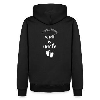 You will soon be aunt and uncle - Men’s Premium Organic Hoodie - black - Back - Nico (187cm)