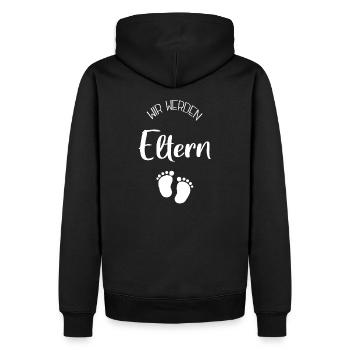 Wir werden Eltern | Zukünftige Eltern - Männer Premium Bio Hoodie - Schwarz - Hinten - Nico (187cm)