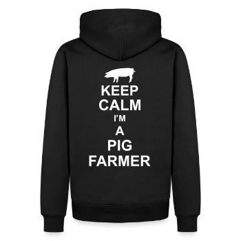 keep calm im a pig farmer kg10 - Männer Premium Bio Hoodie - Schwarz - Hinten - Nico (187cm)