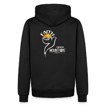 Faith can move Mountains, christliches Geschenk. - Männer Premium Bio Hoodie - Schwarz - Hinten - Nico (187cm)