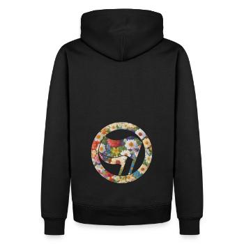 Drapeaux Drapeaux Fleurs à motif floral - Sweat à capuche Premium bio Homme - noir - Dos - Nico (187cm)