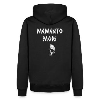 Memento Mori - Crâne avec écriture dans le style runique - Sweat à capuche Premium bio Homme - noir - Dos - Nico (187cm)