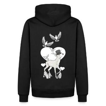 Hirsch Vintage Retro Old School Fantasy Wildtiere - Männer Premium Bio Hoodie - Schwarz - Hinten - Nico (187cm)