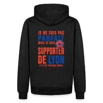 supporter football Lyon Humour foot Club Lyonnais - Sweat à capuche Premium bio Homme - noir - Dos - Nico (187cm)