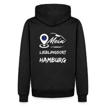Hamburg mein Lieblingsort-Hansestadt Hamburg-Möwe - Männer Premium Bio Hoodie - Schwarz - Hinten - Nico (187cm)