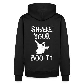 Halloween Party Ghost Ghost Shake yor boo-ty - Sweat à capuche Premium bio Homme - noir - Dos - Nico (187cm)