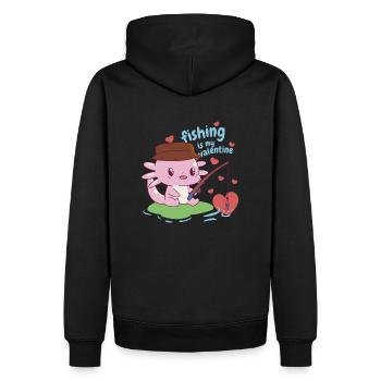 Angler Love - Men’s Premium Organic Hoodie - black - Back - Nico (187cm)