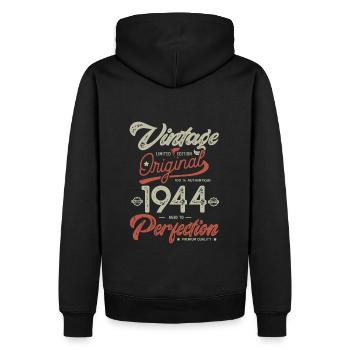 1944 Jahrgang Geburtstag Jahrgang 1944 - Männer Premium Bio Hoodie - Schwarz - Hinten - Nico (187cm)