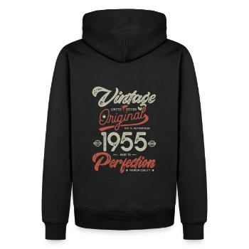 1955 Vintage Geburtstag Geboren 1955 - Männer Premium Bio Hoodie - Schwarz - Hinten - Nico (187cm)