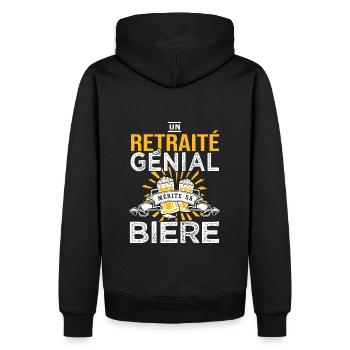 Retraité et Bière cadeau retraite humour retraité - Sweat à capuche Premium bio Homme - noir - Dos - Nico (187cm)