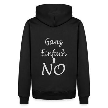 Spruch Text - Ganz Einfach - NO - Männer Premium Bio Hoodie - Schwarz - Hinten - Nico (187cm)