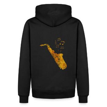 saxophone - Sweat à capuche Premium bio Homme - noir - Dos - Nico (187cm)