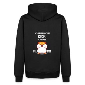 Lustiger Spruch Hamster Dick Fett - Männer Premium Bio Hoodie - Schwarz - Hinten - Nico (187cm)