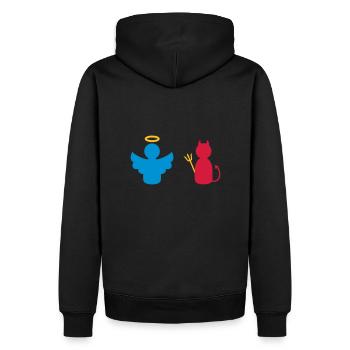 ★ Design colors changeable ★ Angels and Devils - Men’s Premium Organic Hoodie - black - Back - Nico (187cm)