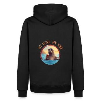 Mon vin, mon ambiance - Sweat à capuche Premium bio Homme - noir - Dos - Nico (187cm)