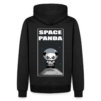 süßer Panda Astronaut Weltall Mond Universum All - Männer Premium Bio Hoodie - Schwarz - Hinten - Nico (187cm)