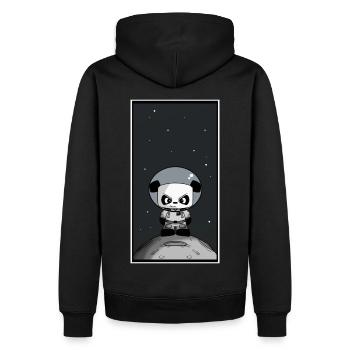 süßer Panda Astronaut Weltall Mond Universum All - Männer Premium Bio Hoodie - Schwarz - Hinten - Nico (187cm)