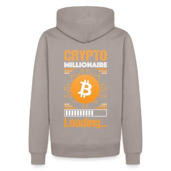 Bitcoin Crypto Millionaire - Männer Premium Bio Hoodie - Taupe - Hinten - Nico (187cm)