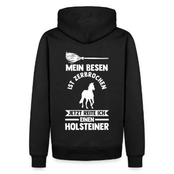 Pferd Reitsport Reiten Pferdesport Holsteiner - Männer Premium Bio Hoodie - Schwarz - Hinten - Nico (187cm)