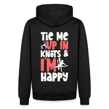 Aerial Silk / Aerial Yoga / Luftakrobatik Designs - Männer Premium Bio Hoodie - Schwarz - Hinten - Nico (187cm)