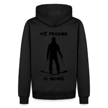 My passion is Skiing - Männer Premium Bio Hoodie - Schwarz - Hinten - Nico (187cm)