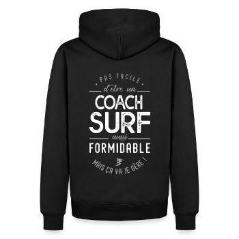 coach surf formidable cadeau sport surf - Sweat à capuche Premium bio Homme - noir - Dos - Nico (187cm)