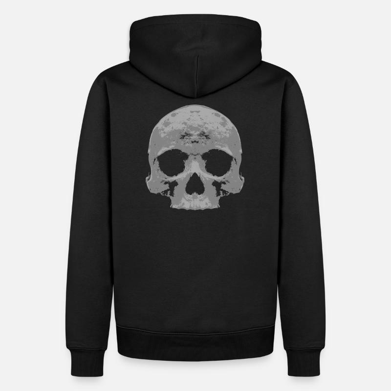 Crâne gris et lugubre - Sweat à capuche Premium bio Homme - noir