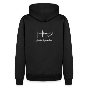 foi espoir amour jésus - Sweat à capuche Premium bio Homme - noir - Dos - Nico (187cm)